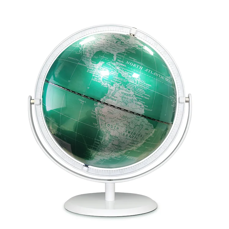 22.8cm (9") Artistic Green Metallic World Globe with Heavy-Duty Metal Base & Meridian - World Globe